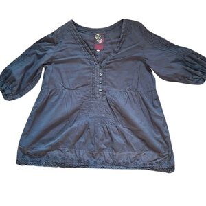 Women’s Johnny Was Navy Quarter Sleeve Women Blouse Size X-Large
